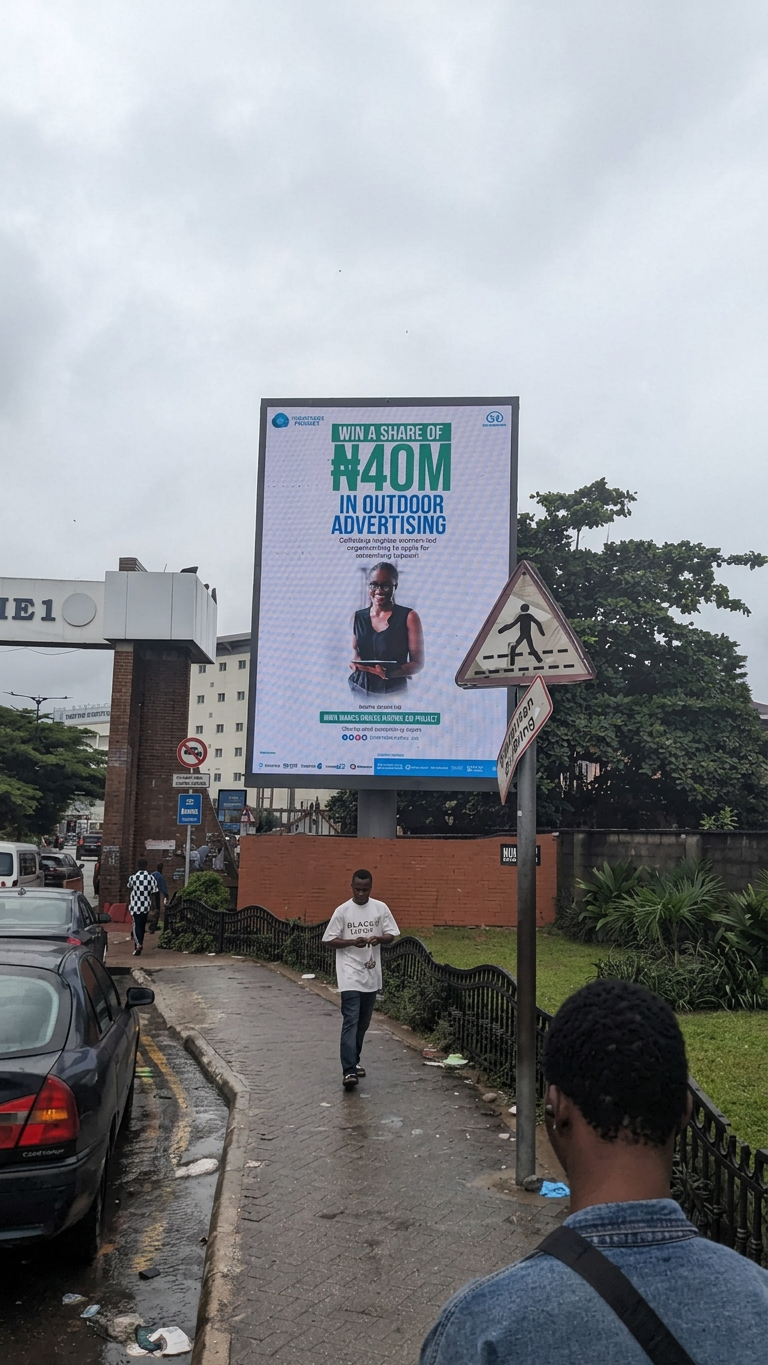 Digital billboard featuring a women-led brand in a Lagos mall